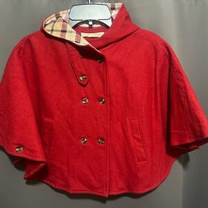 Children's Red Double-Breasted Hooded Cape